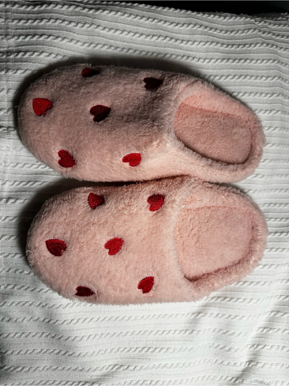 Cozy Pink Heart Fuzzy Slippers